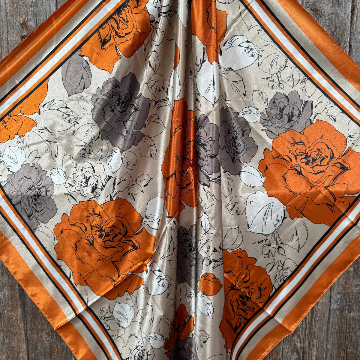 Burnt Orange and Brown Roses Wild Rag - Western Scarf