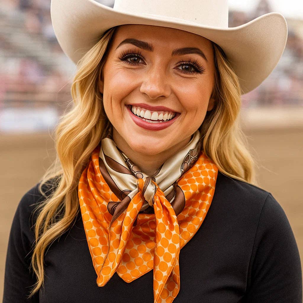 Orange and Brown Floral  Wild Rag - Western Scarf