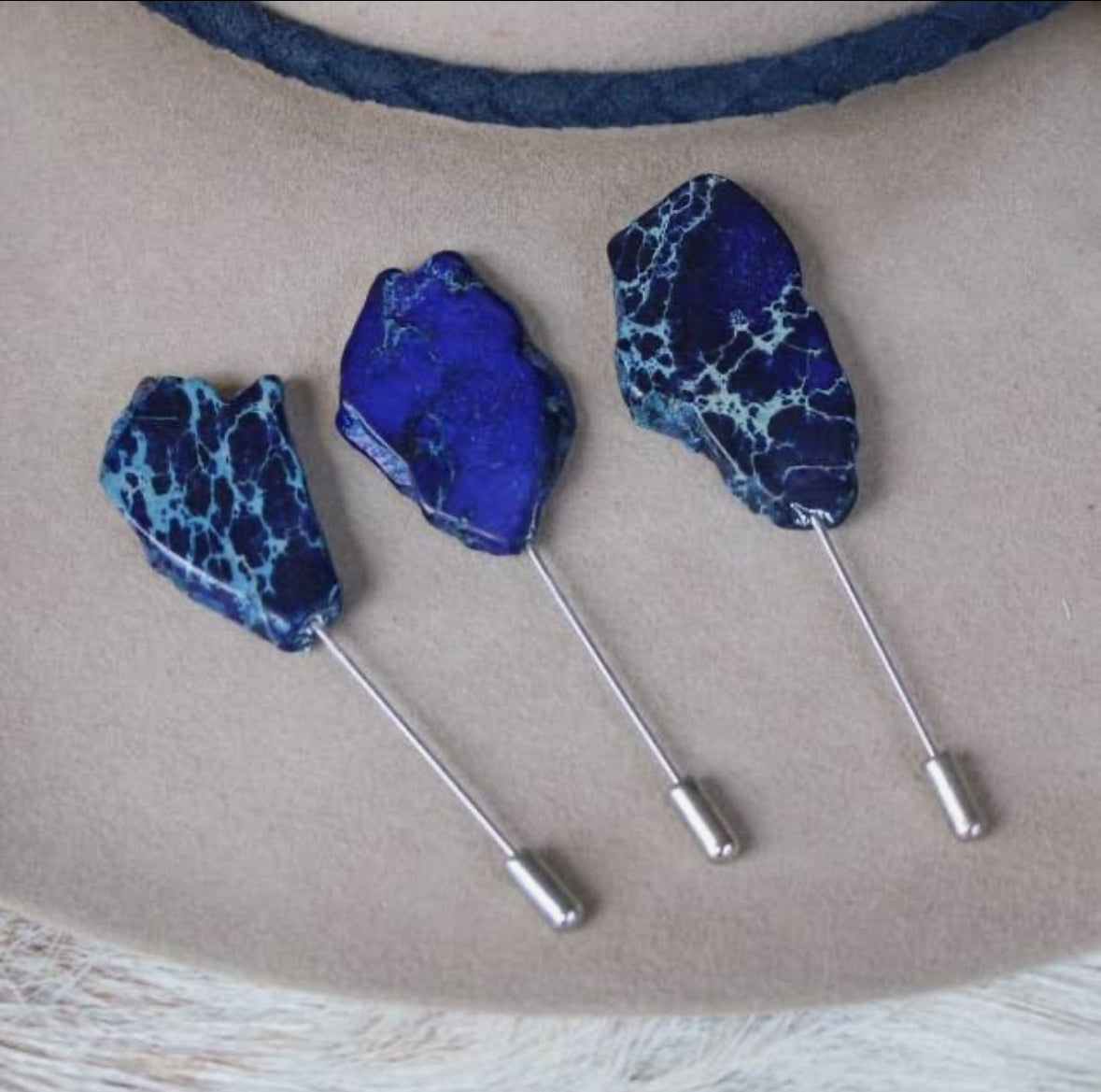 Ocean Blue Stone Hat Pin
