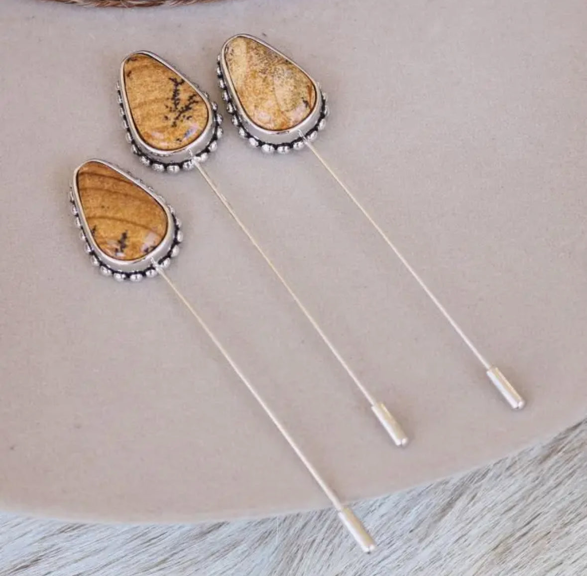 Brown Jasper Hat Pin