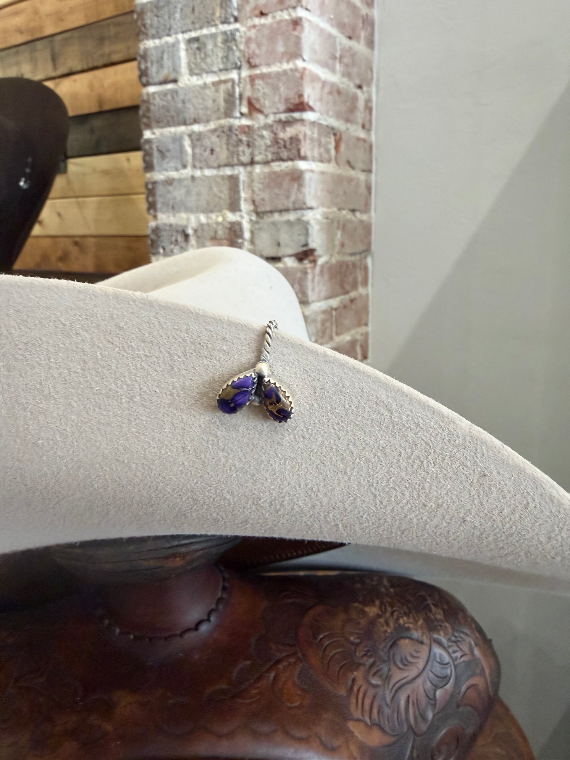 Sterling Silver & Stone Brim Clips