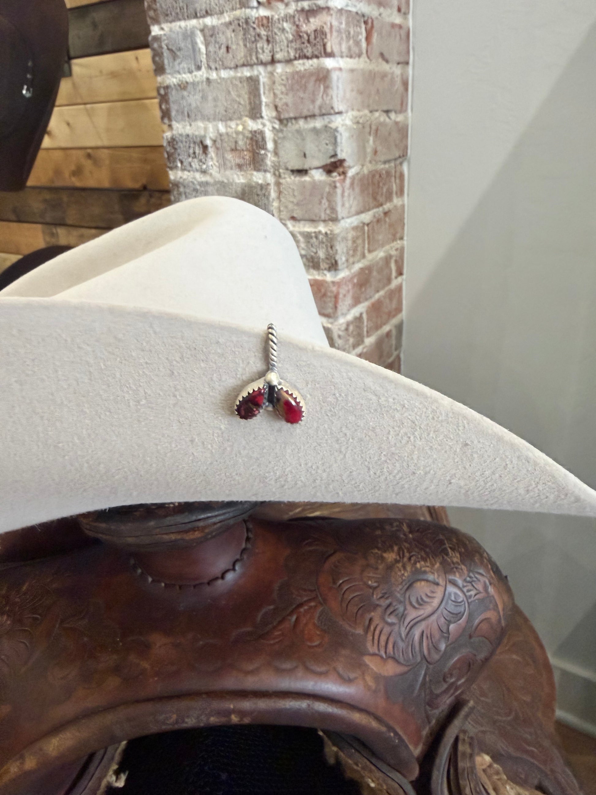 Sterling Silver & Stone Brim Clips