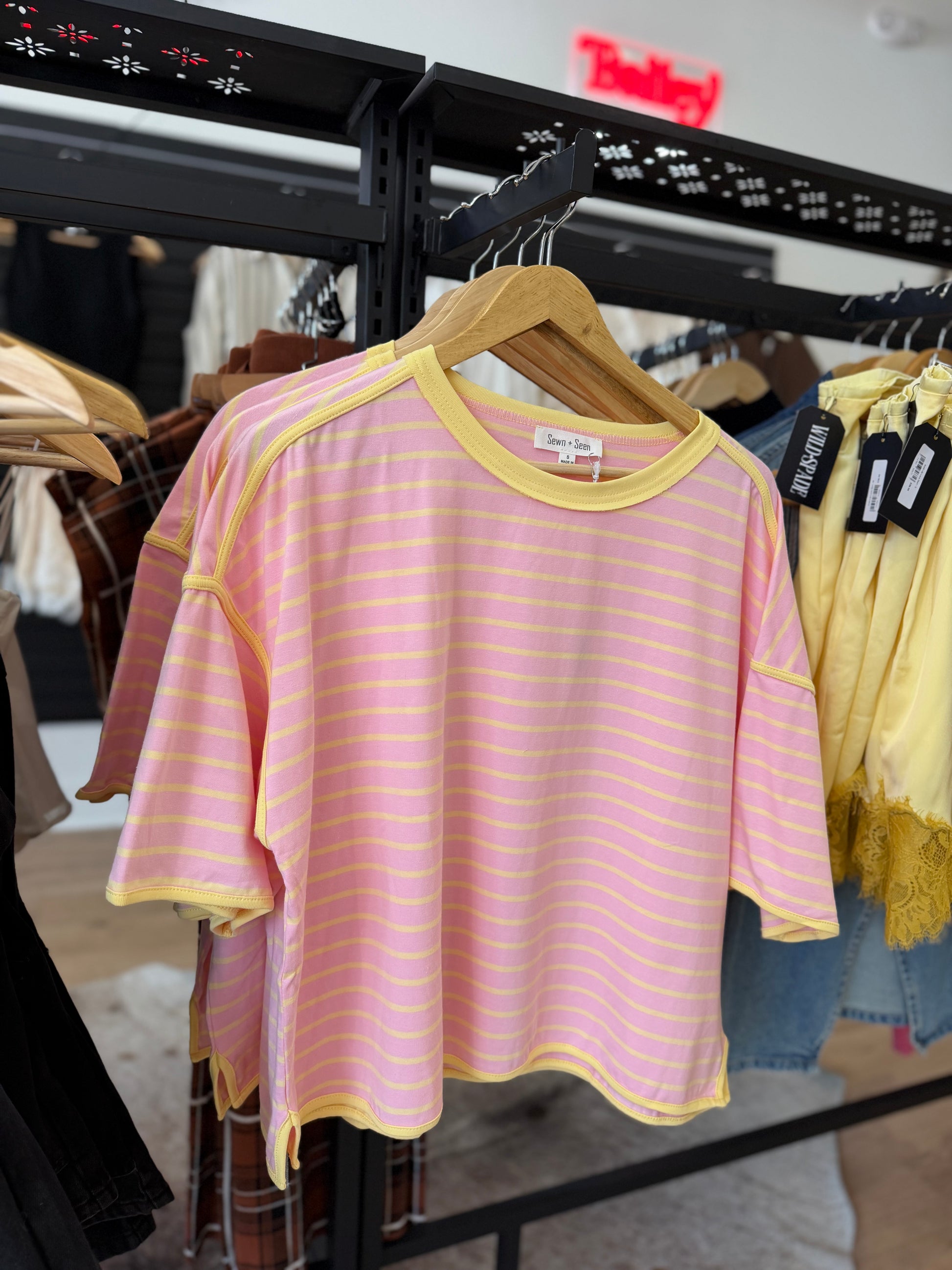 Pink & Yellow Striped Tee