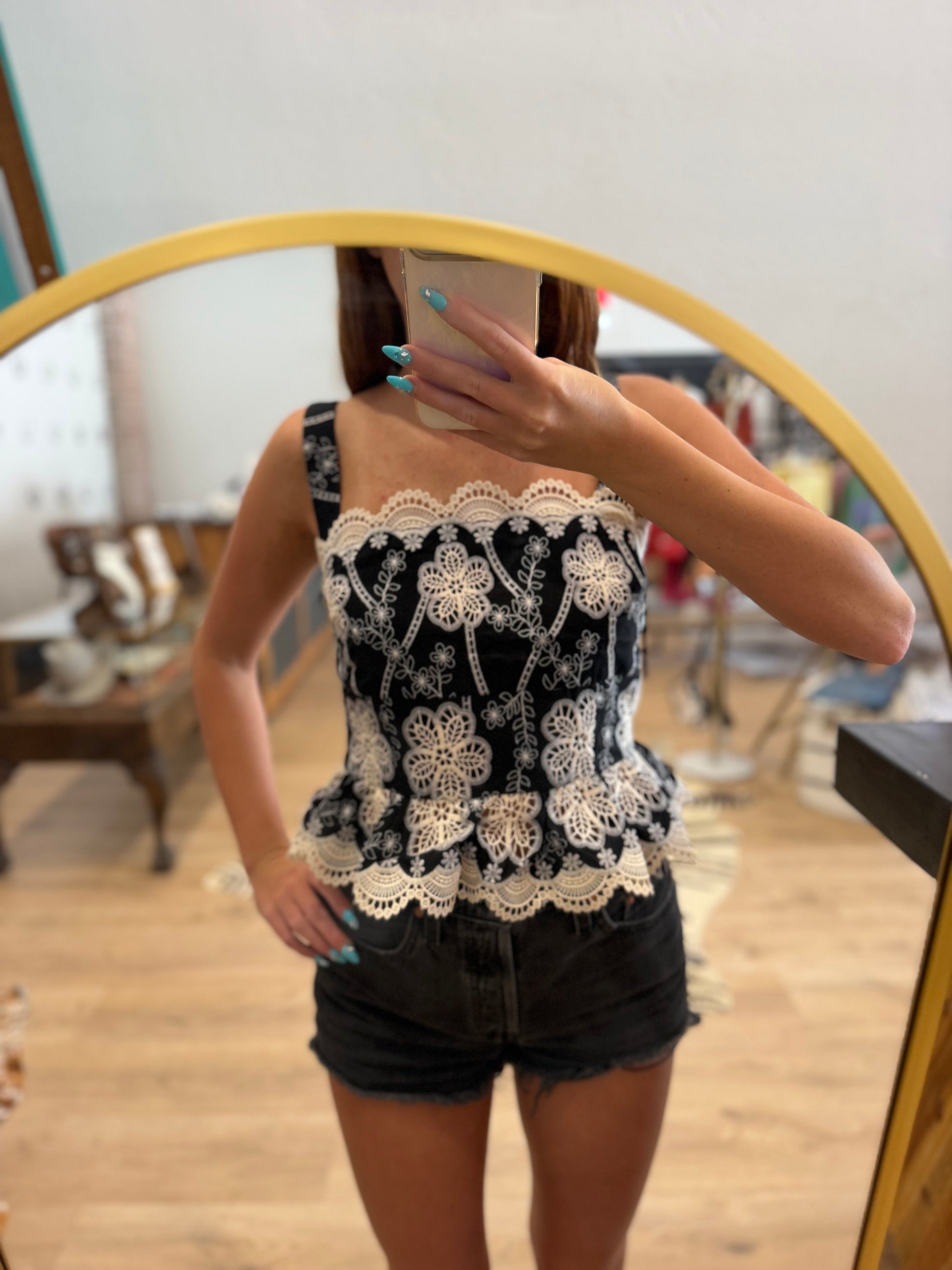 Lace Peplum Top
