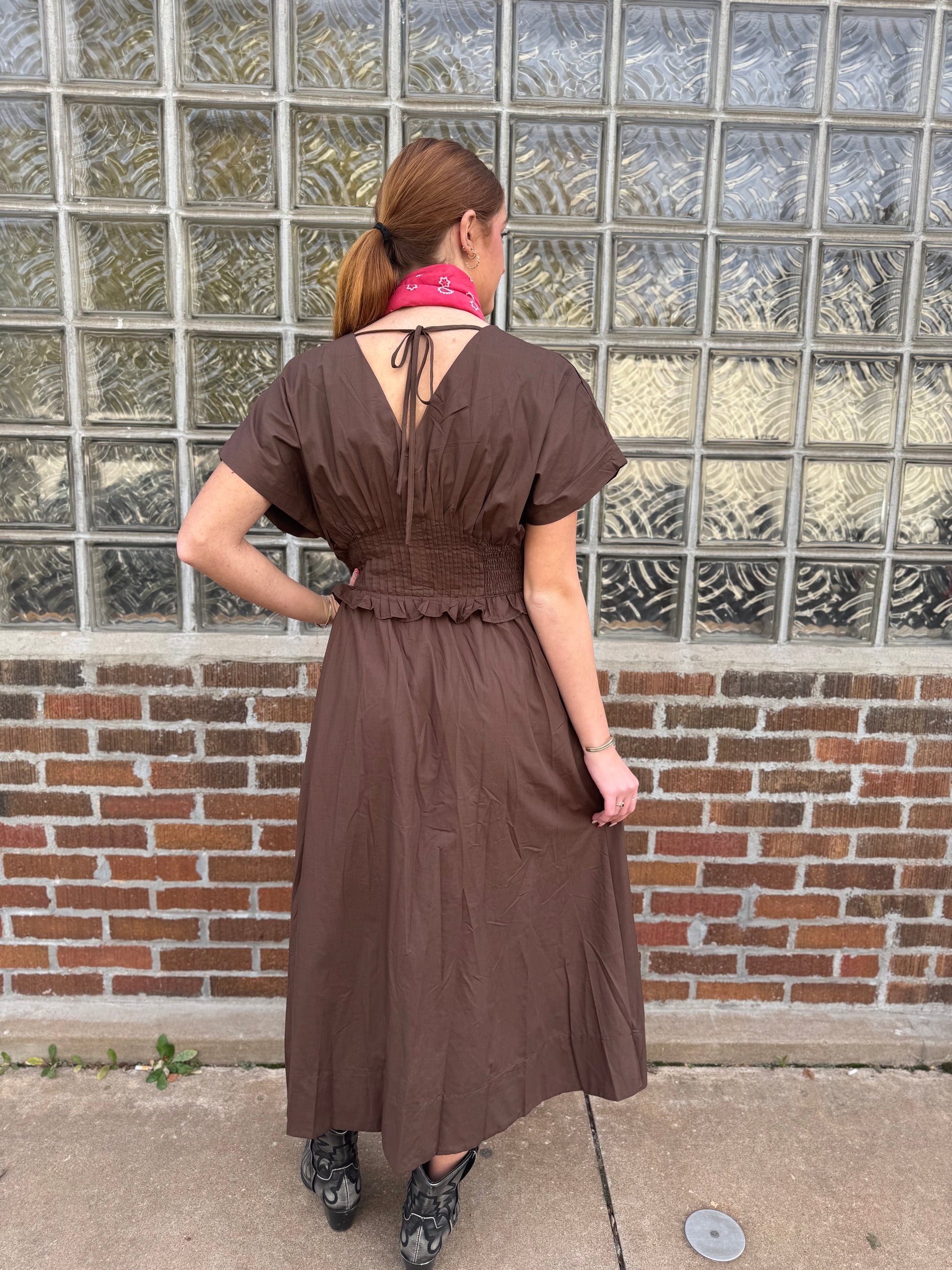 Brown Derby Zip Dress