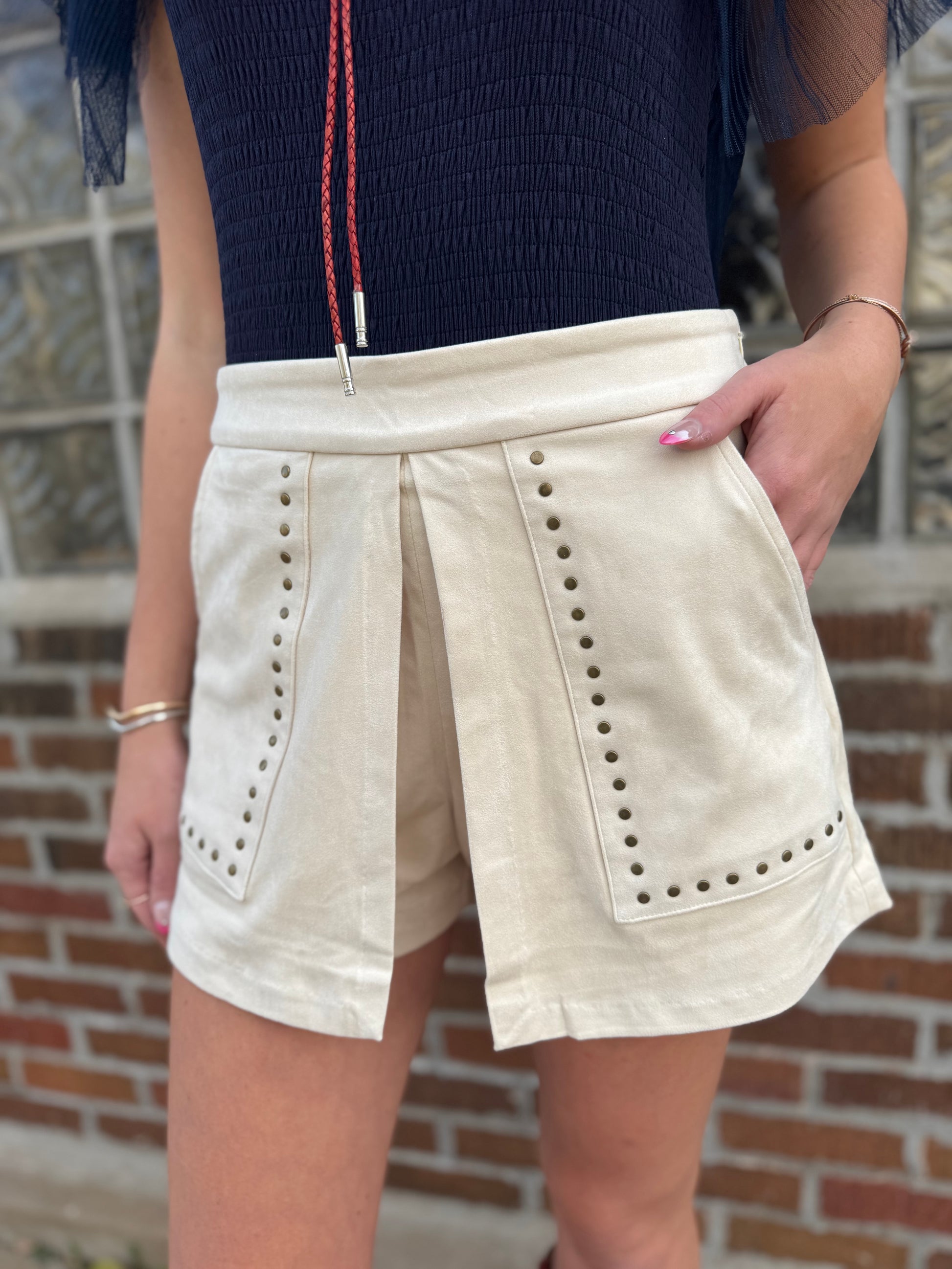 Studded Suede Skort