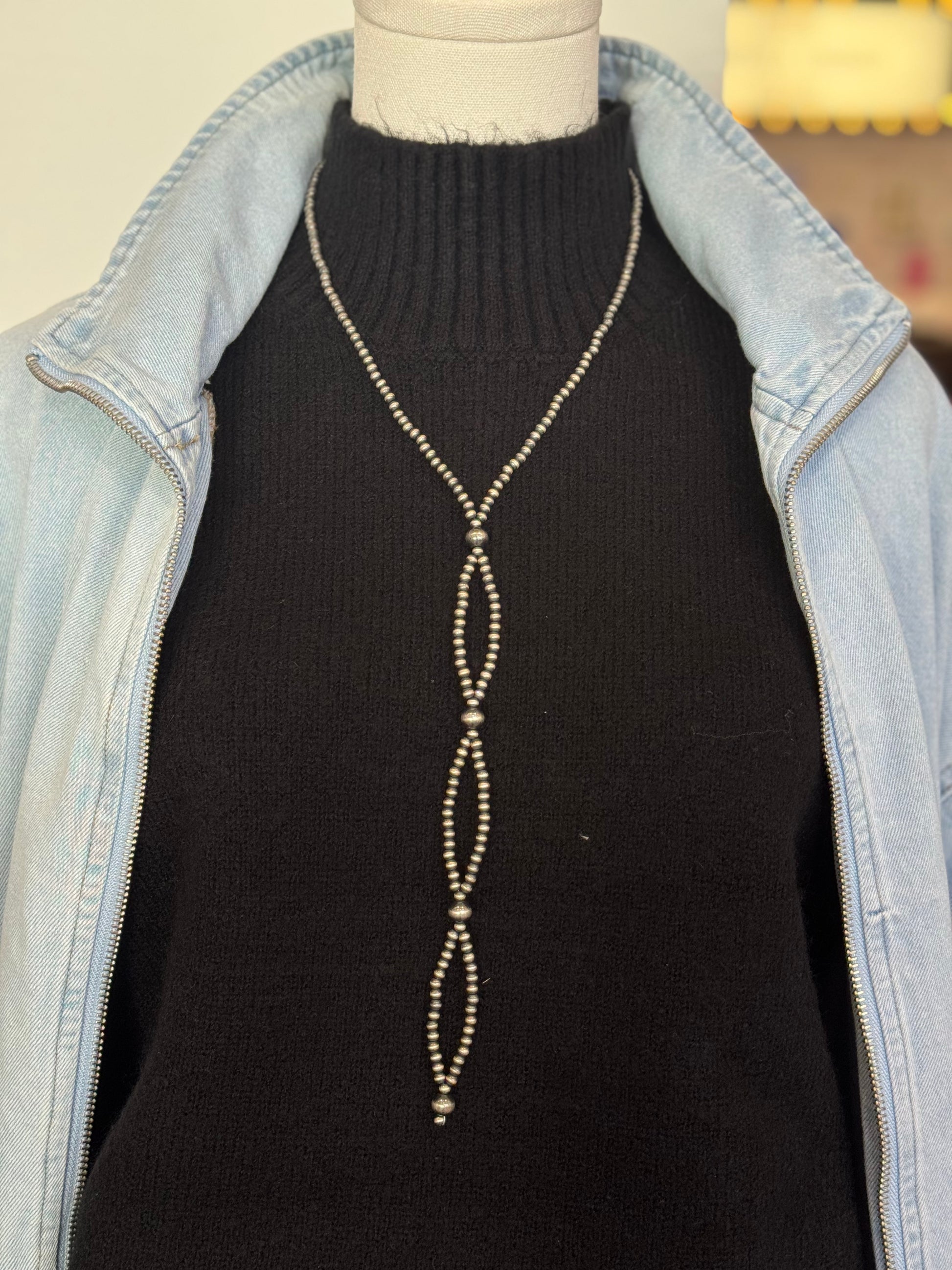 Navajo Pearl Lariat Necklace 20"