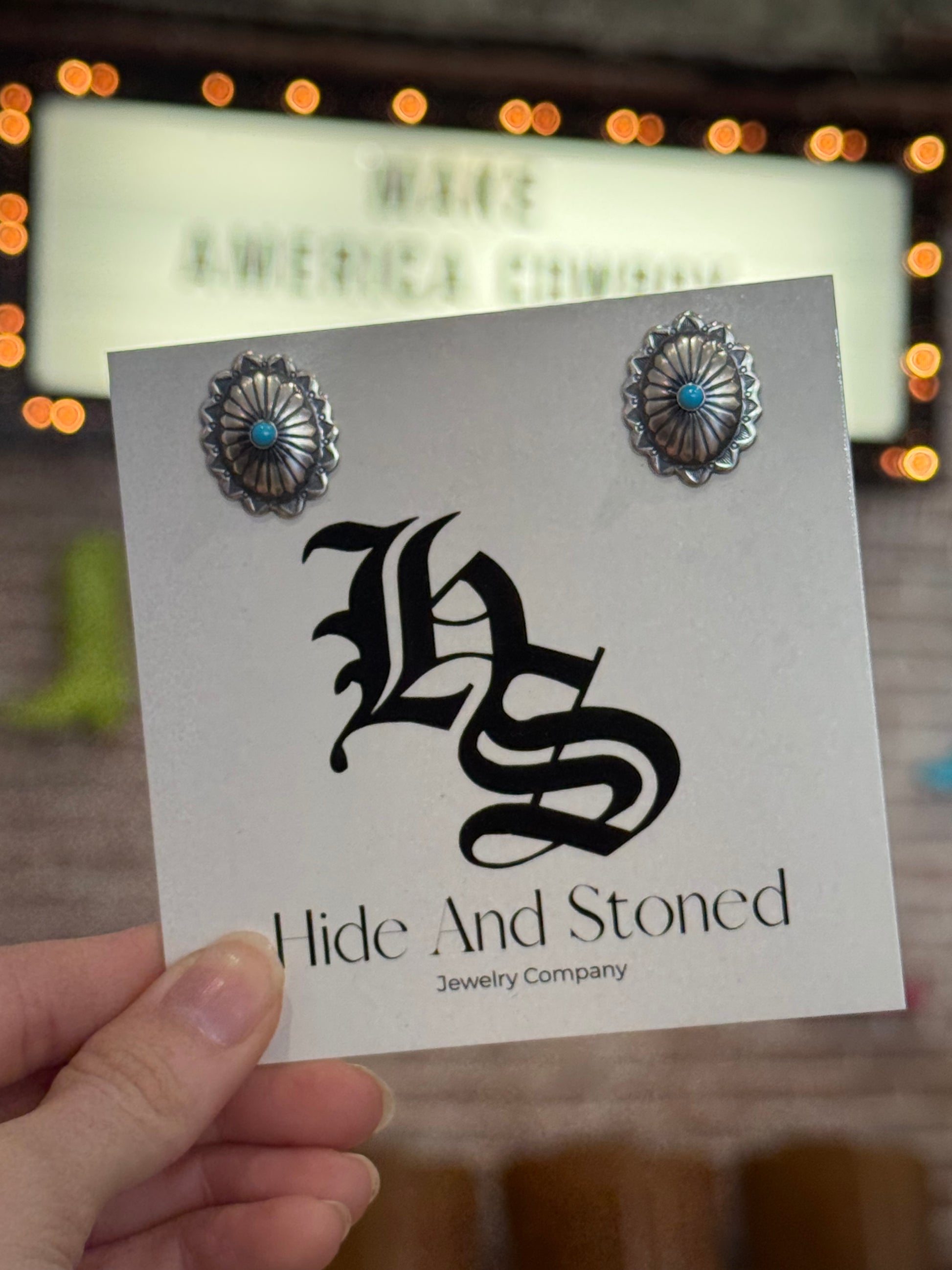 SS Kingman Oval Concho Earrings