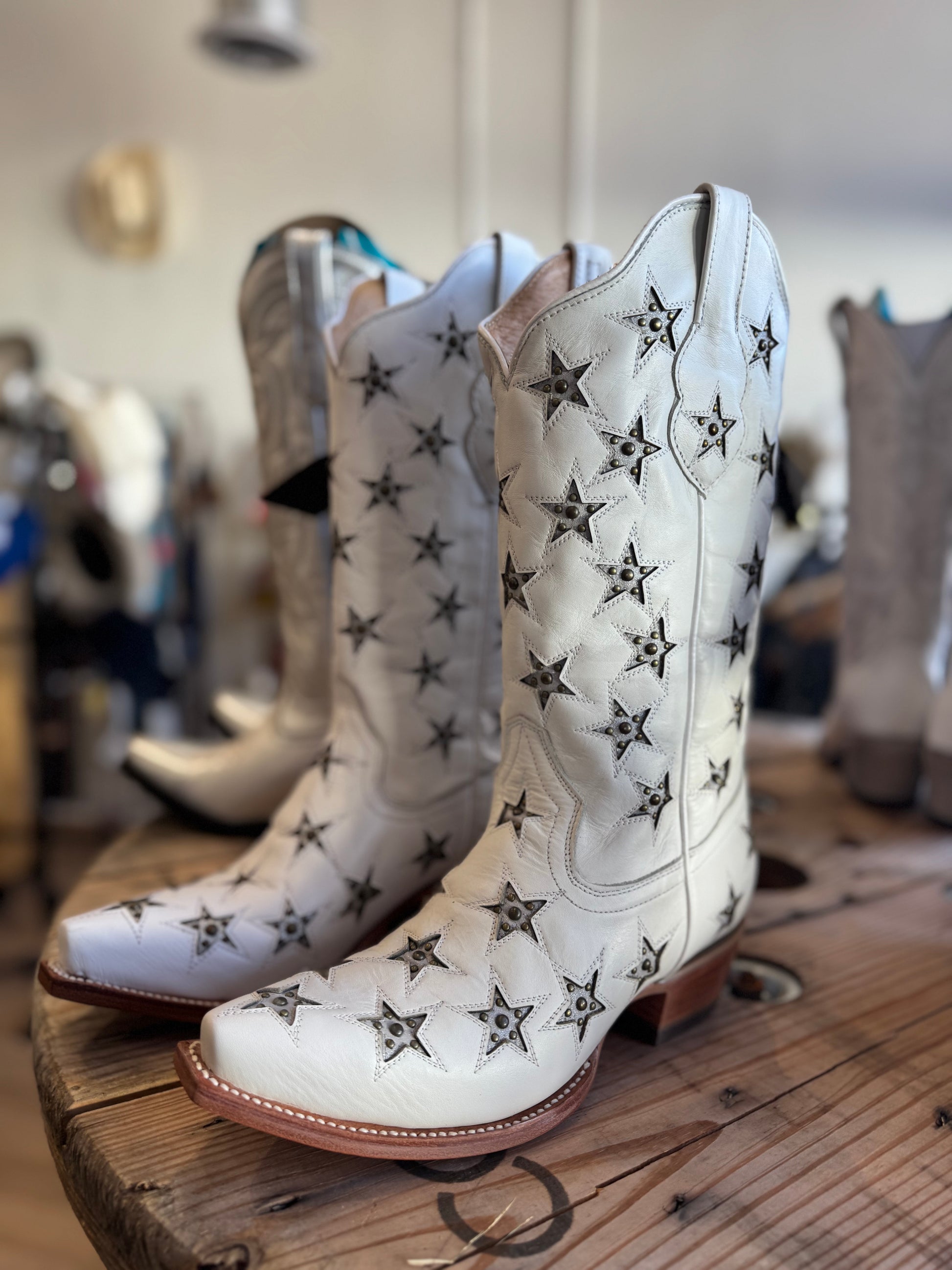 Black Star Marfa White Star Inlay Studded Boots