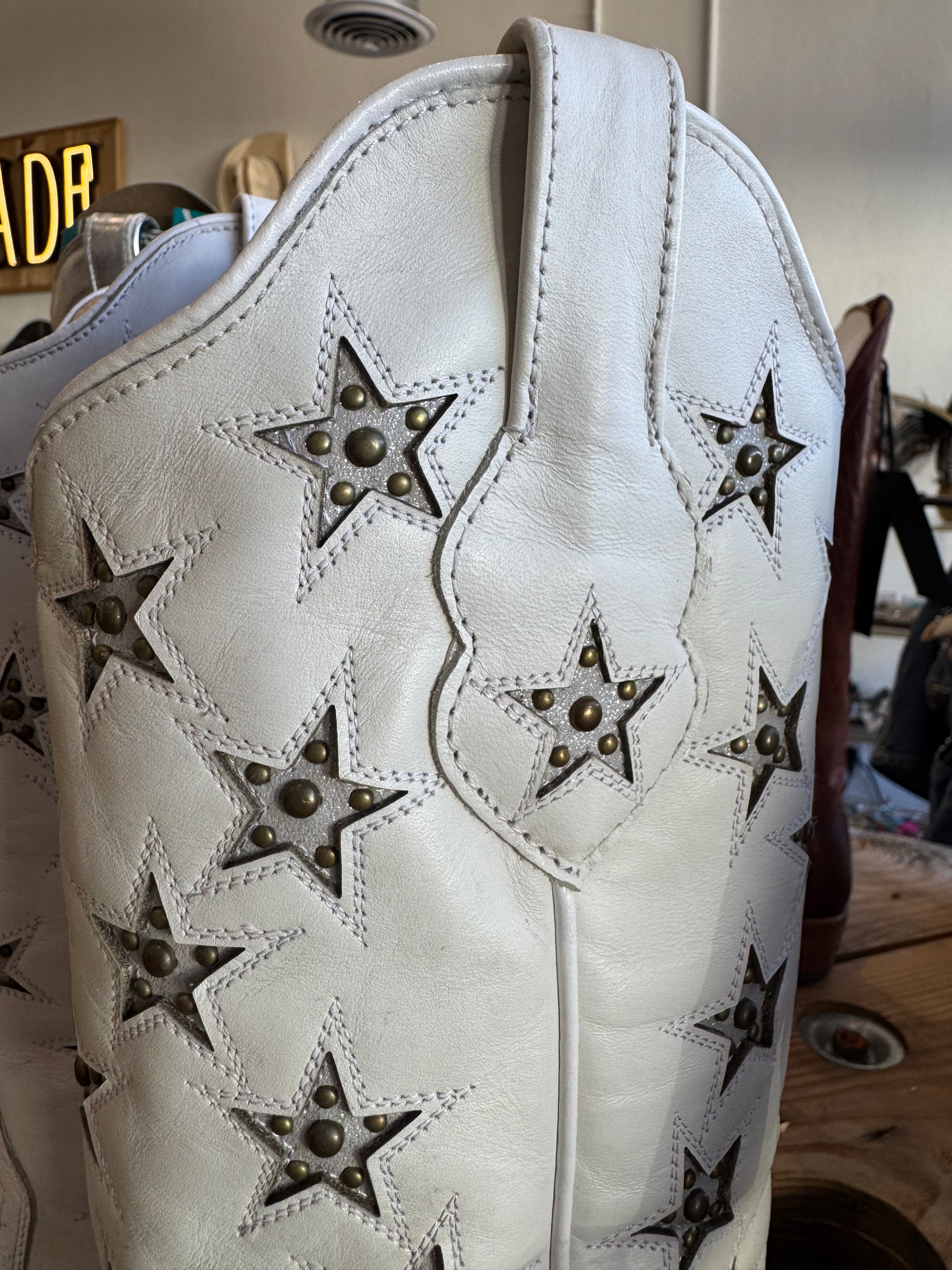 Black Star Marfa White Star Inlay Studded Boots