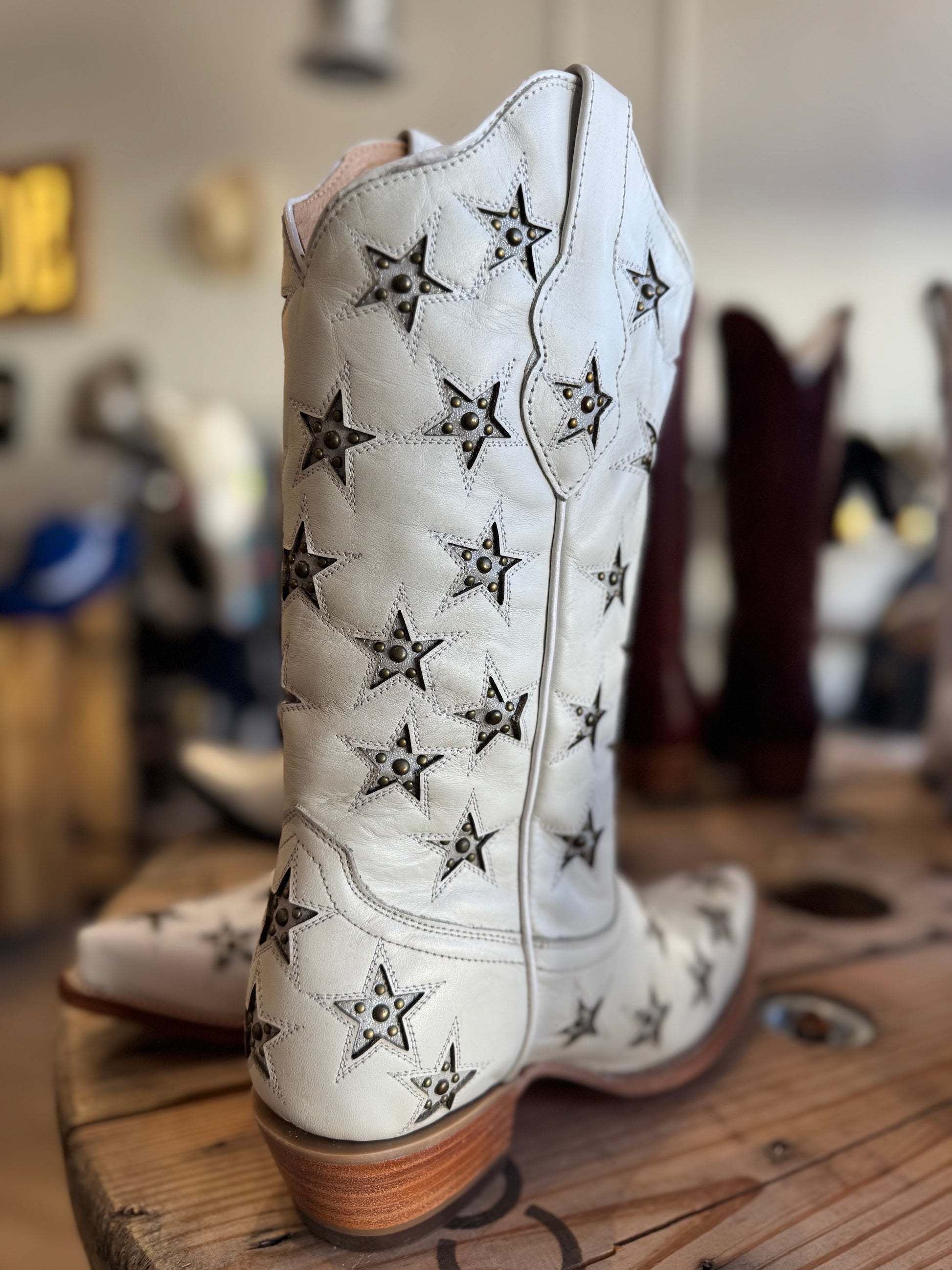 Black Star Marfa White Star Inlay Studded Boots