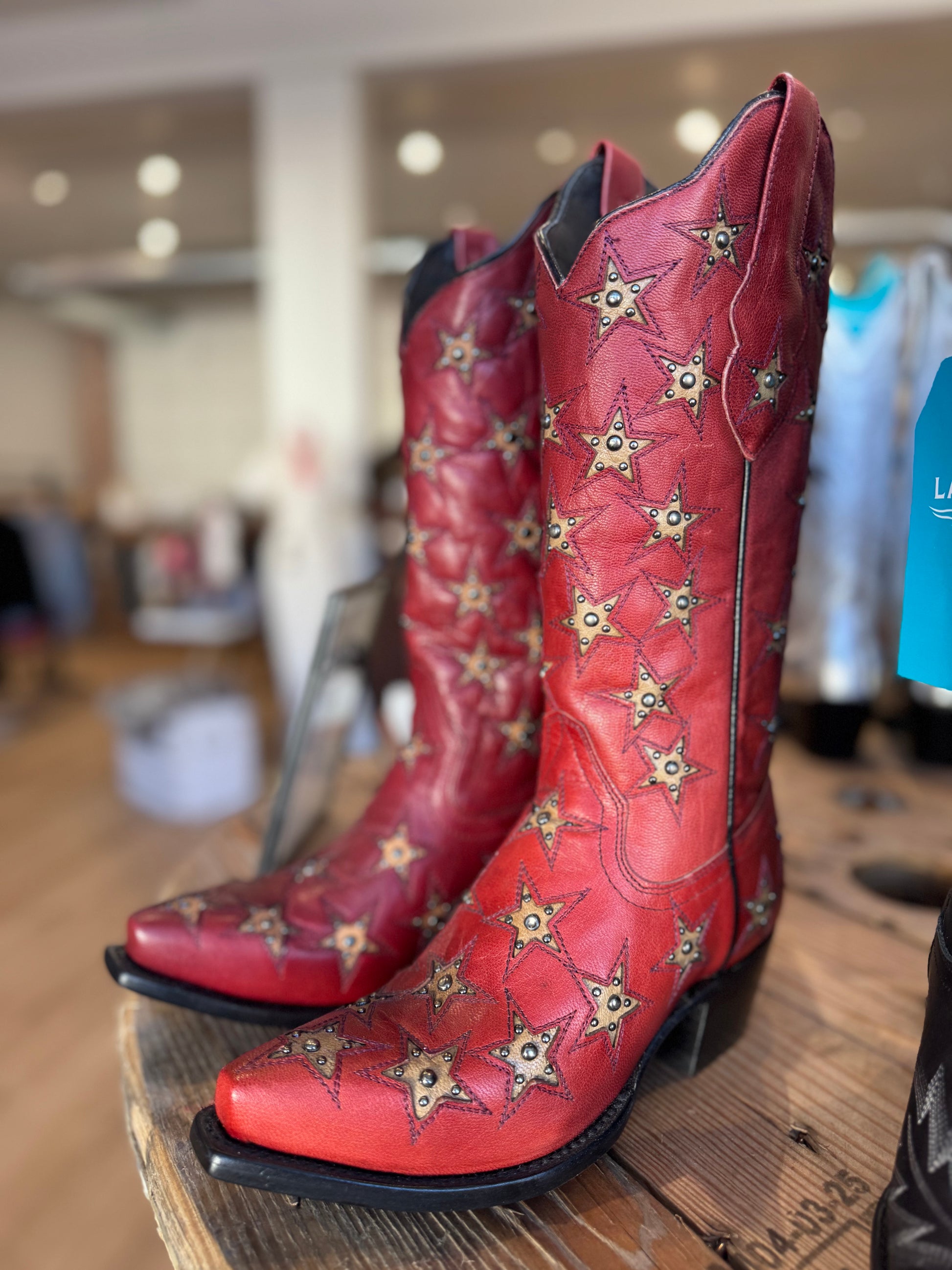 Black Star Marfa Red Star Inlay Studded Boots