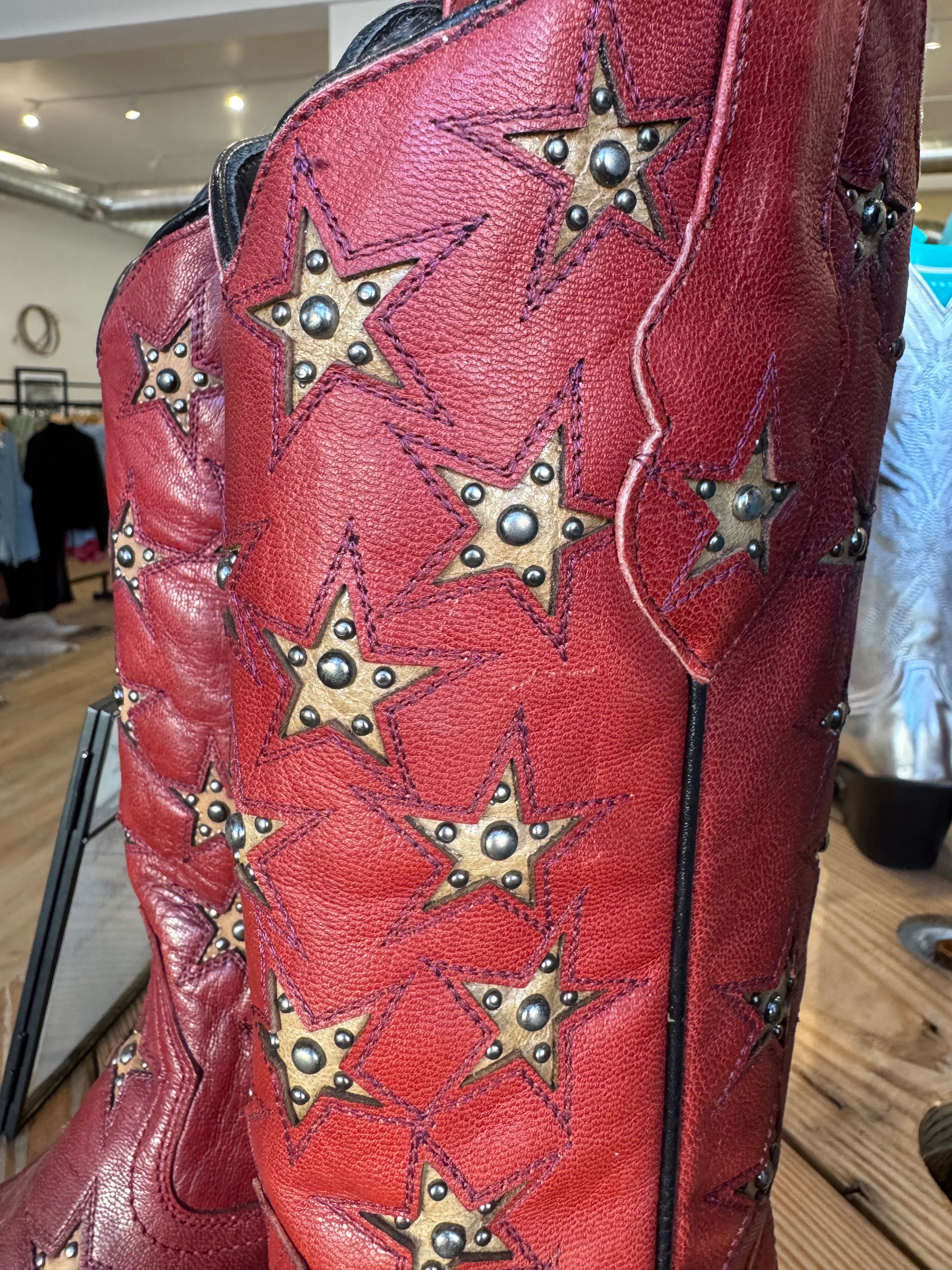 Black Star Marfa Red Star Inlay Studded Boots