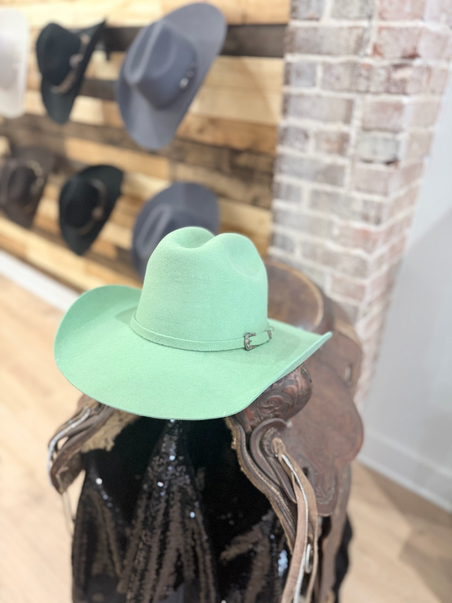 *CLEARANCE HAT* Green Felt Cattleman