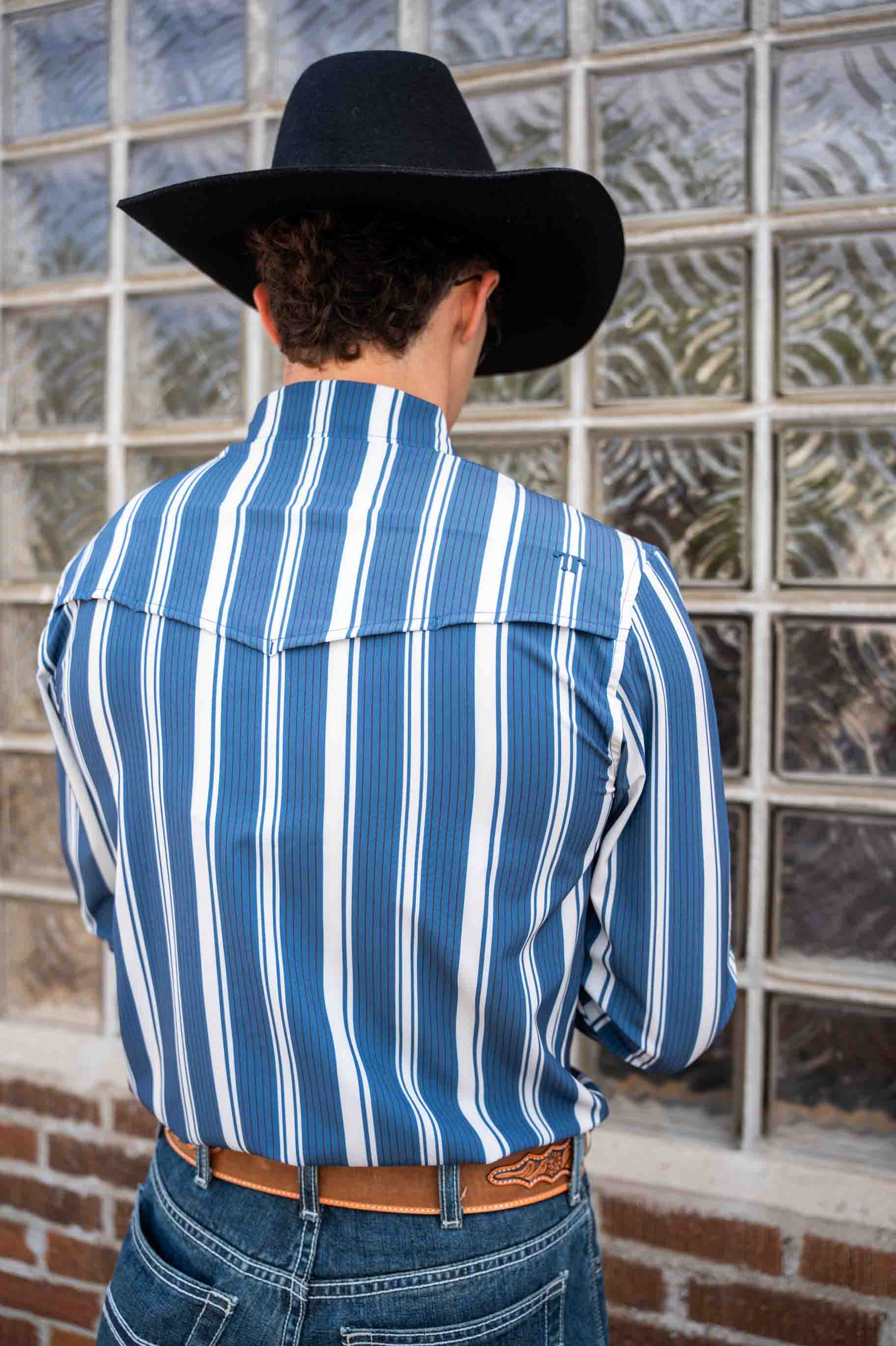 The Atlas In Blue - Long Sleeve Snap Shirt