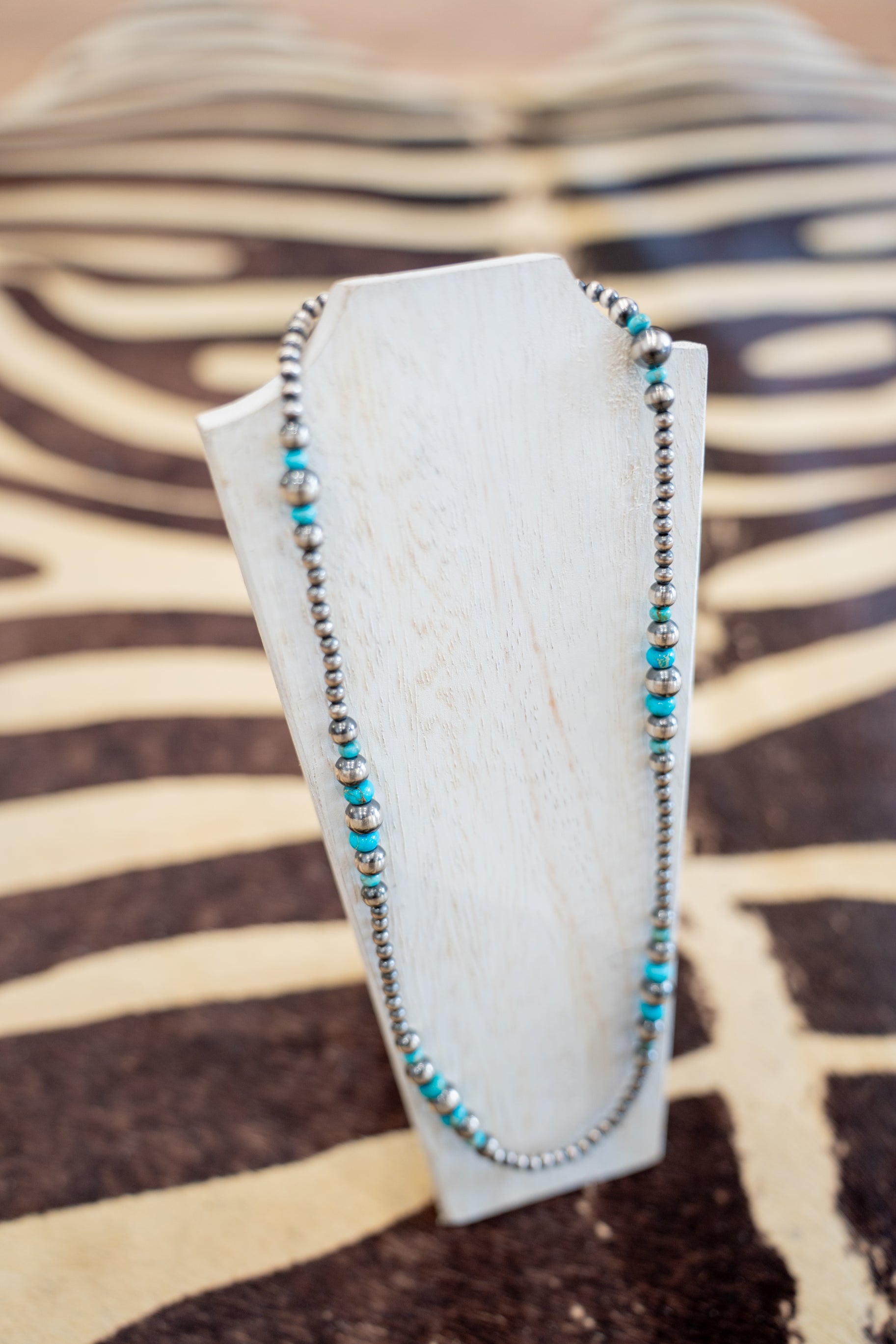 SS 20" Navajo Pearls And Turquoise