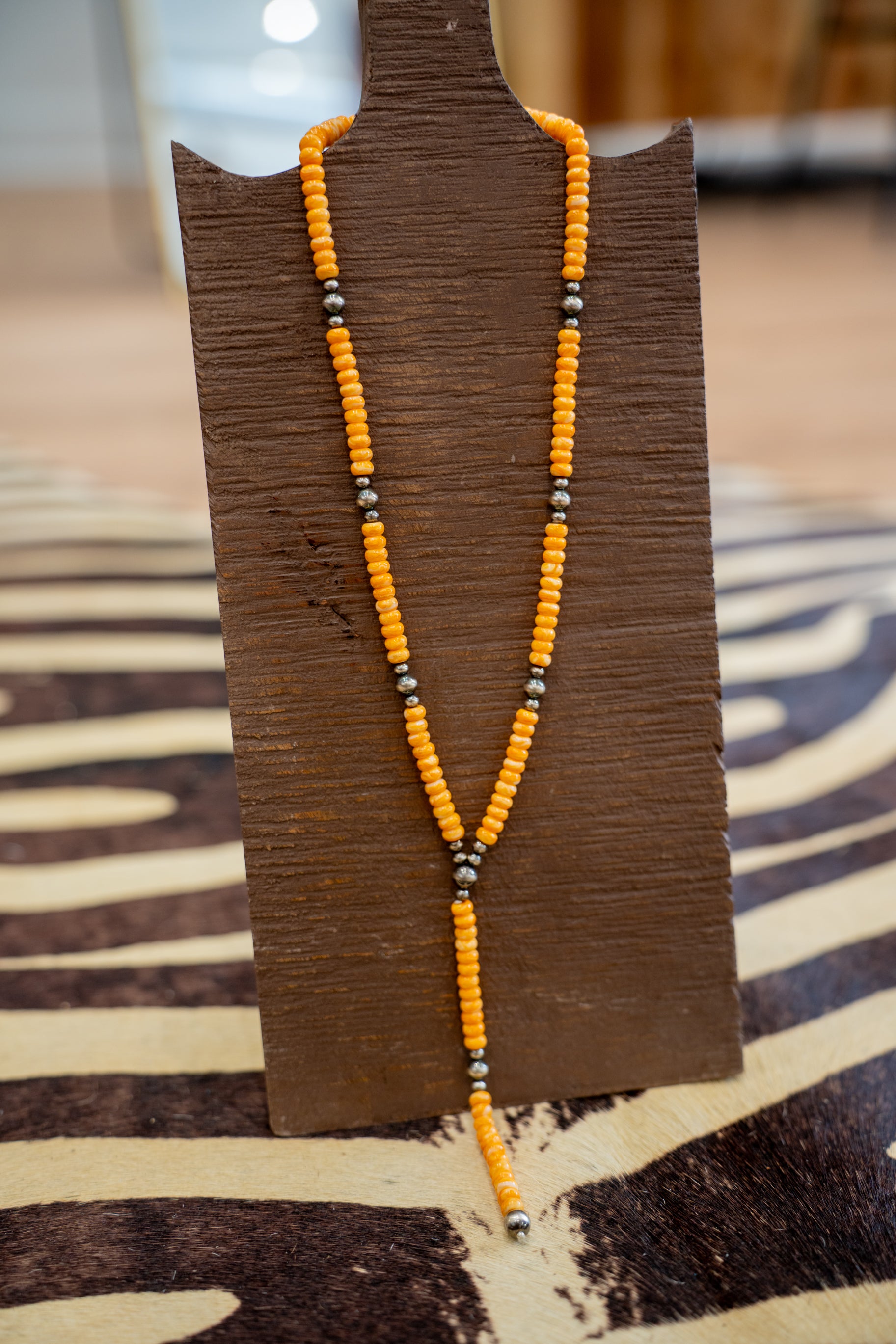 SS Spiny Oyster Lariat Necklace