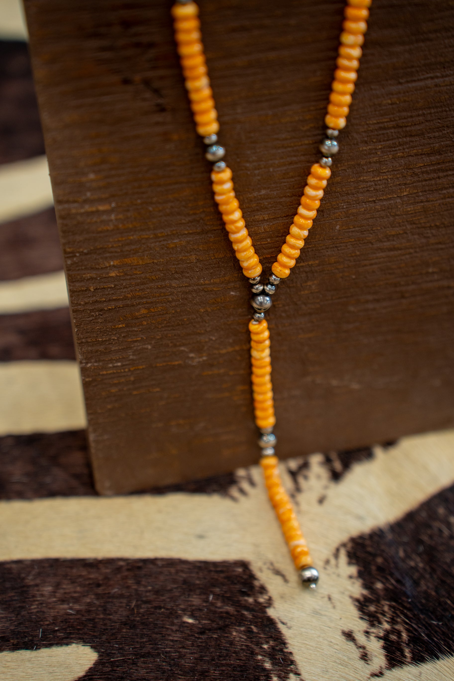 SS Spiny Oyster Lariat Necklace