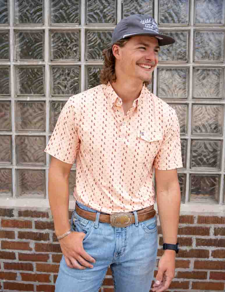 Orange Boots Pearl Snap