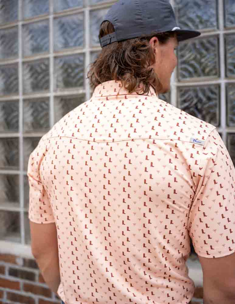 Orange Boots Pearl Snap