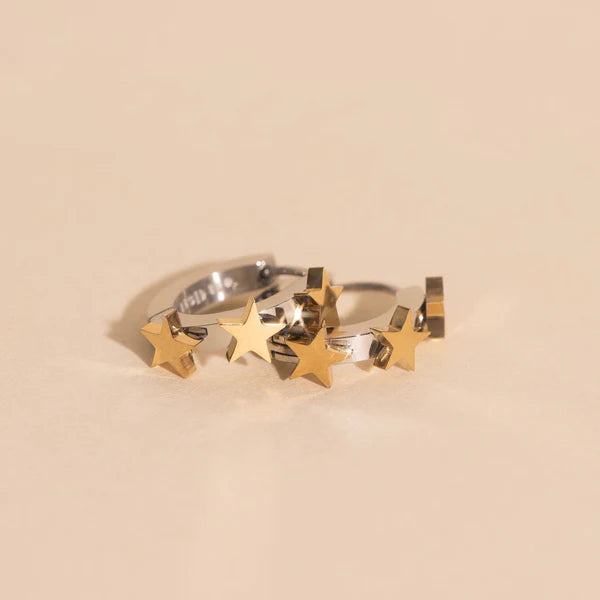 Star 3D Huggie Hoop Earrings