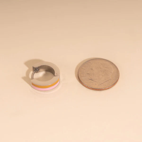 Striped Chunky Huggie Hoop Earrings