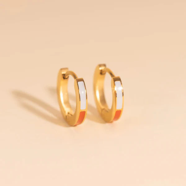 Split Color Huggie Hoop Earrings