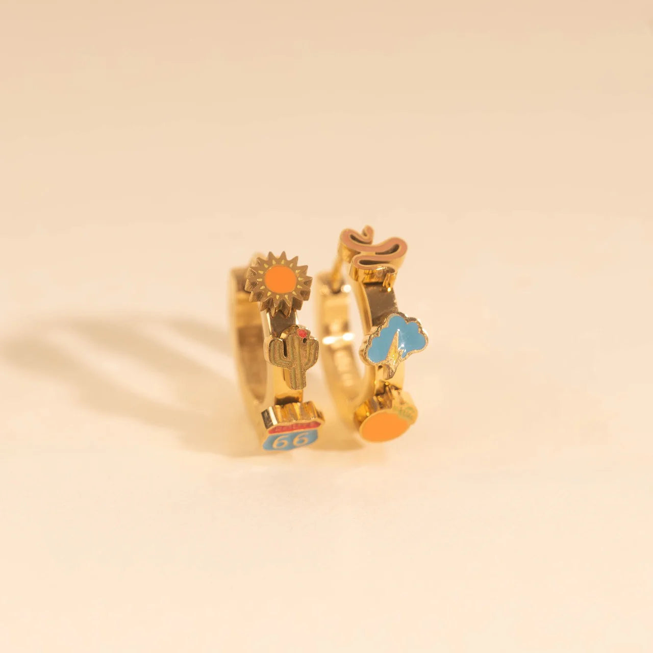 Route66 3D Huggie Hoop Earrings