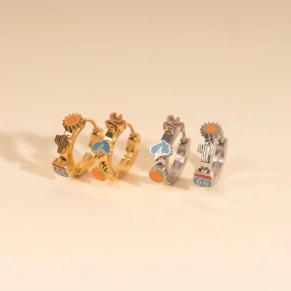 Route66 3D Huggie Hoop Earrings