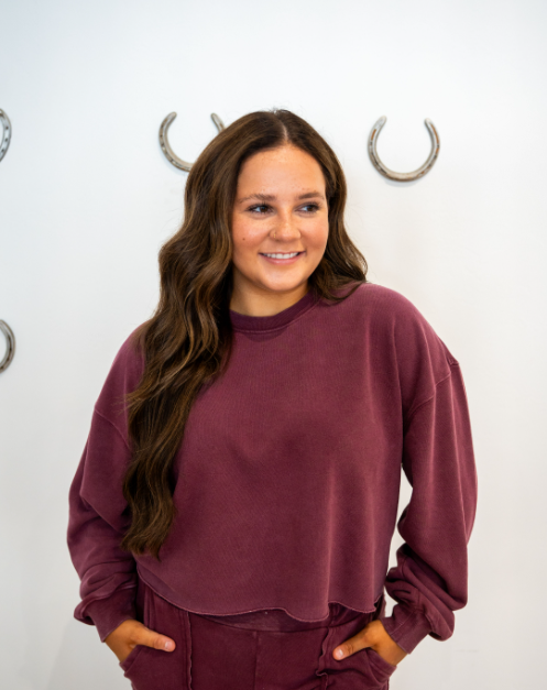 Dark Cherry Burnout Crewneck