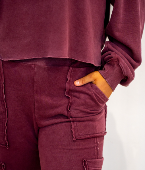 Dark Cherry Burnout Crewneck