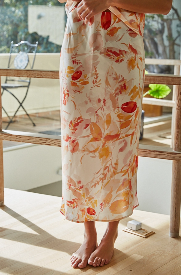 Sunset Bloom Silk Skirt