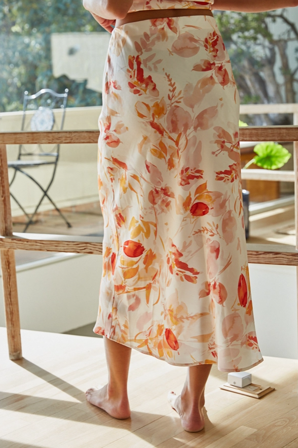 Sunset Bloom Silk Skirt