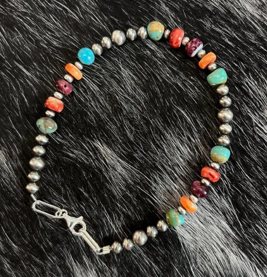 Confetti Spiny Oyster & Turquoise Bracelet Stretch