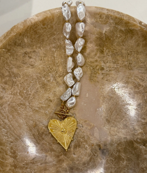The Gilded Heart Pearl Necklace