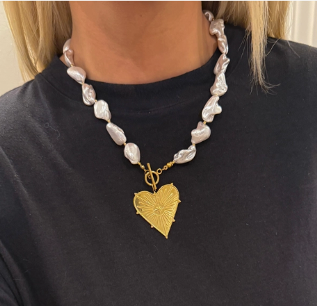 The Gilded Heart Pearl Necklace