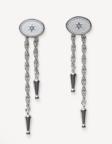 Annley Bolo Tie Earrings Silver