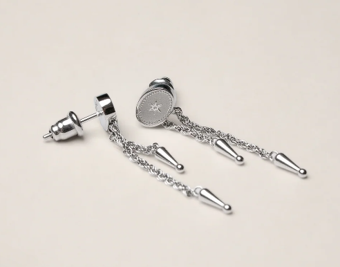 Annley Bolo Tie Earrings Silver