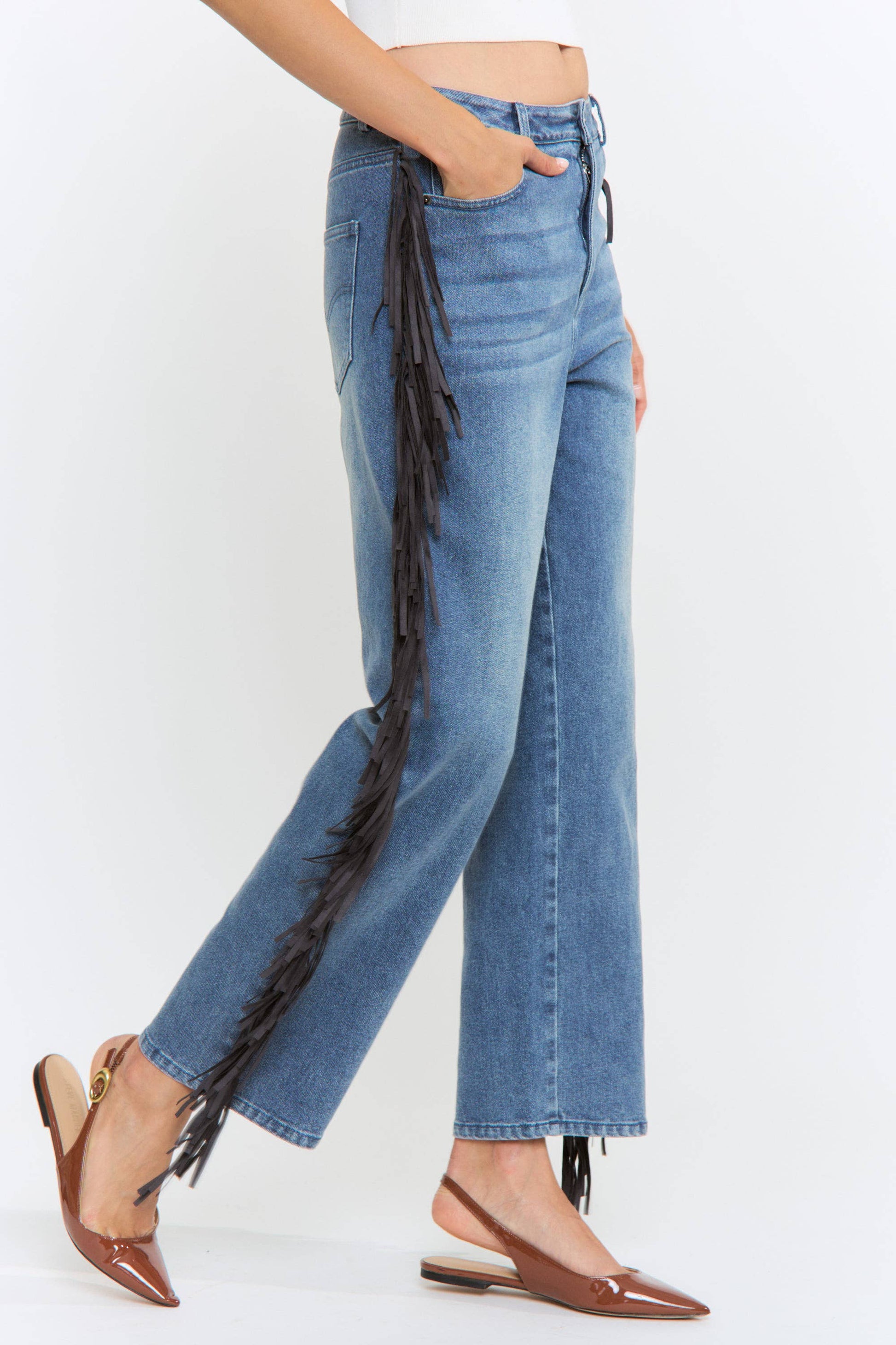 Midnight Rodeo Fringe Jeans