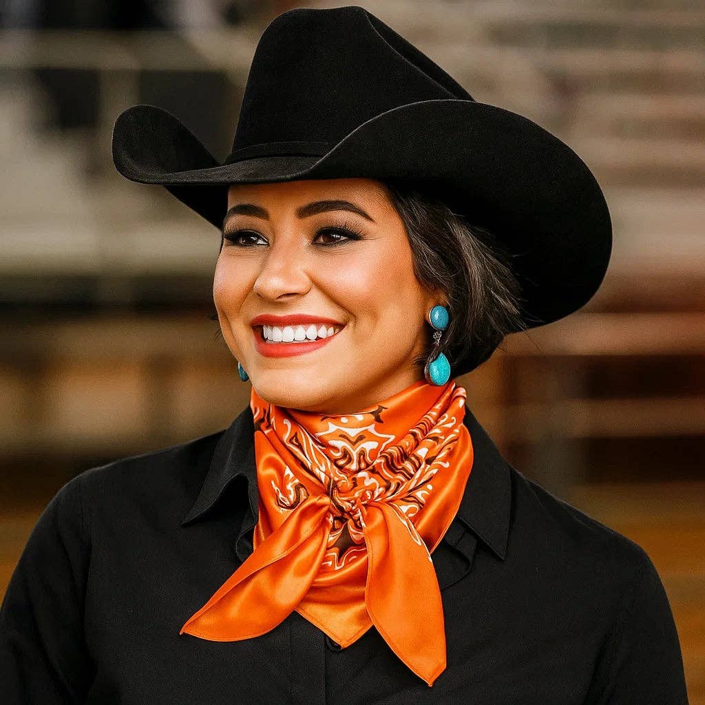 Orange Paisley Wild Rag - Western Scarf