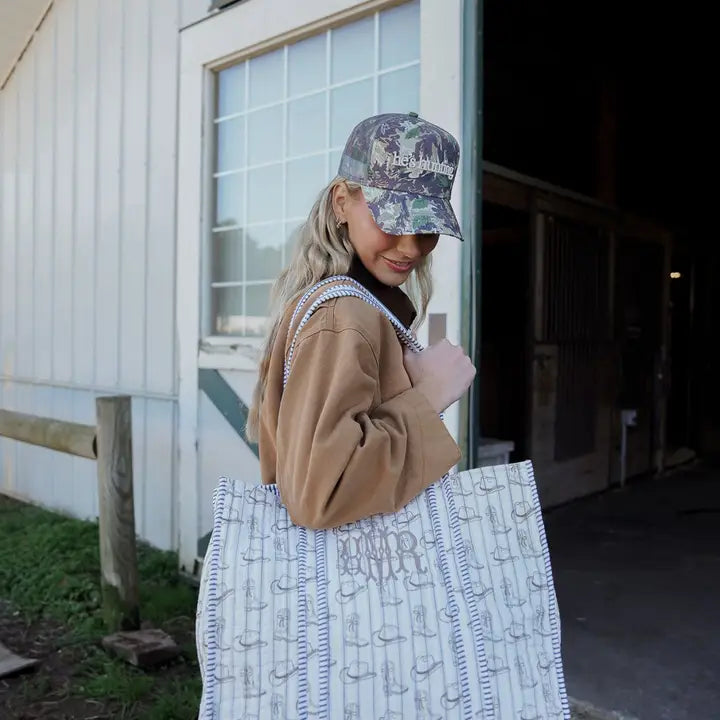 Western Blues Quilted Tote
